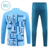 Olympique de Marseille Trænings Sweatshirt 2024-25 Kvart-Zip Blå TIL Børn